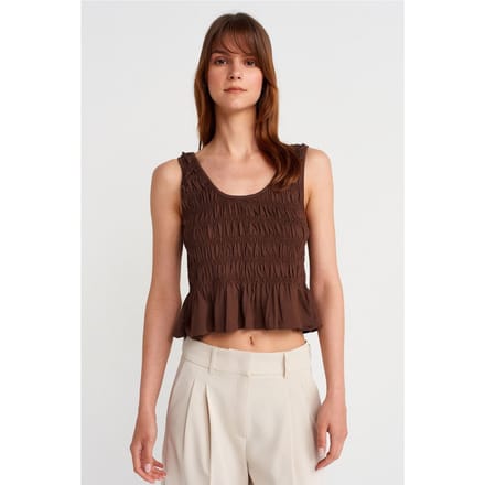 Textured Katoen-modal Crop Cami Blouse