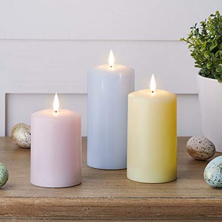Set van 3 pastel LED vlamloze stompkaarsen met timer en afstandsbediening
