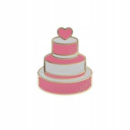 Pinets Wedding - Bruidsbroche - Wit Roze Taart - Hartenmotief