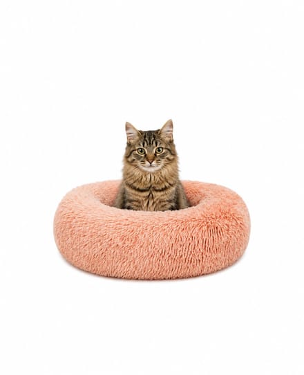 lionto Knuffelbed kat, donutvormig & extra zacht Ø40 cm roze