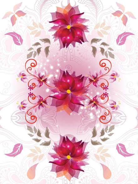 Magenta Flowers Photo Wallcovering