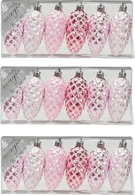 Christmas Goods Kersthangers - 18x - dennenappels - roze - 9 cm - kerstversiering