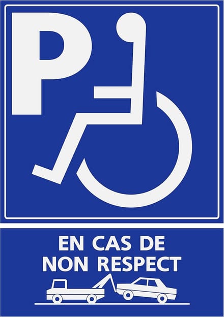 Waarschuwingsbord Mindervalide Parkeren PVC 15x20cm Dik 5mm - Verwijderbaar