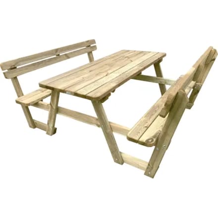 Solid Picknicktafel Set + Leuning Hout 180cm