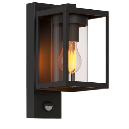 Luminize buitenlamp met bewegingssensor - wandlamp met sensor voor buiten - E27 fitting - instelbare sensor - aluminium - 19x13x27 cm - zwart