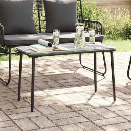 vidaXL Tuinstafel Zwart 80 x 40 x 45 cm poly rattan