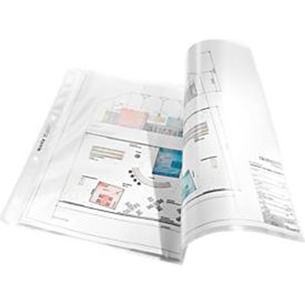Leitz Premium Showtas A3 liggend - 30% Gerecycled Plastic - 0,13 mm - 4-gaats - 50 stuks - Transparant