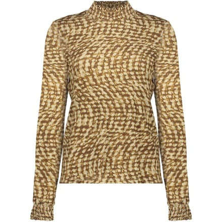 Geisha Top Green/beige Größe: S | Longsleeves Outlet | Damen | Grün