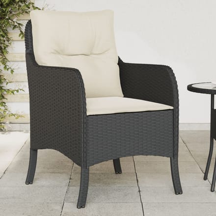 vidaXL - Tuinstoelen - 2 - st - met - kussens - poly - rattan - zwart