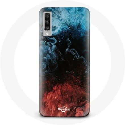 Samsung Galaxy A70 hoesje rood zwart blauw abstracte textuurachtergrond