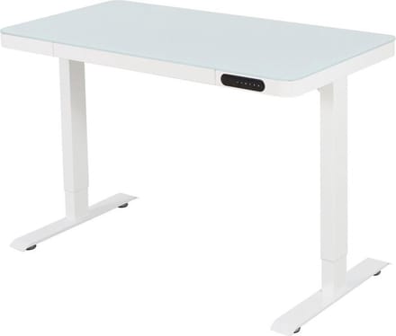 IVOL Elektrisch verstelbaar bureau 120x60 cm - Thuiswerkplek - Glas wit