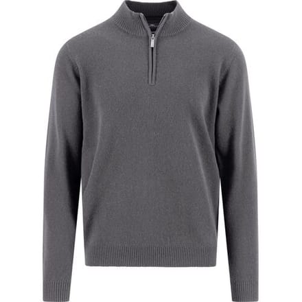 Fynch-Hatton Trui Solid Color Luxury Cashmere Troyer Zip Steel / male