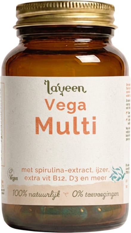 Laveen Vega Multi Compleet - Alles-in-1 Multivitamine - 60 capsules - Extra Vitamine B12, Vitamine D & IJzer - Vegan - 100% natuurlijk