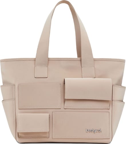 Desigual Shopper Schoudertas Pocket Face Pravia Shopping Bag Raw Beige