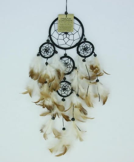 Dromenvanger / Dreamcatcher Ø9cm met kleintjes  - zwart