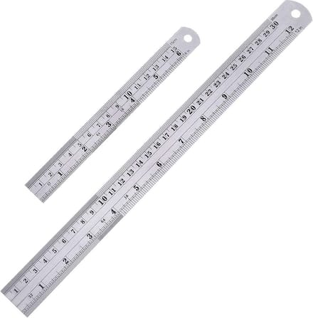 Set van 2 Roestvrijstalen Linialen 15 en 30 cm