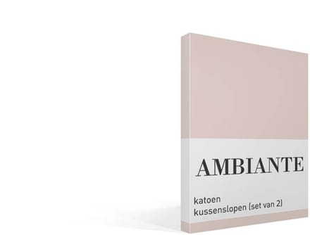 Ambiante Cotton Uni kussensloop - Licht roze - 2x 60 x 70 cm