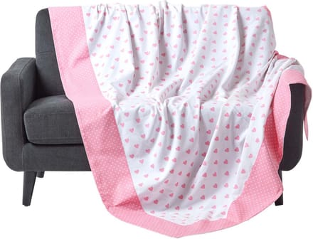 Homescapes Plaid met roze hartpatroon 150 x 200 cm