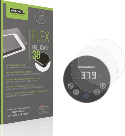 dipos FLEX – 2x Matte Screenprotector geschikt voor KitchenBoss Sous Vide Stick KG310 | Volledige Schermbescherming | Case-Friendly