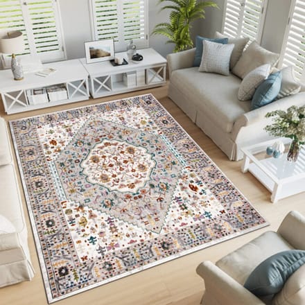 Picasso Bellagio Vintage Vloerkleed - Multi / Creme - Laagpolig- 200x200 CM Vierkant