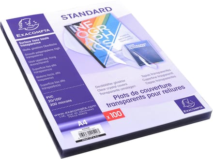Exacompta Pak van 100 transparante PVC kaften 20/100e voor A4 bindrug - Transparant - 42542E