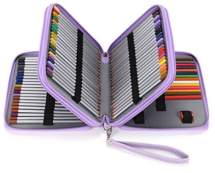 Deluxe PU-leren etui voor kleurpotloden met 120 vakjes
