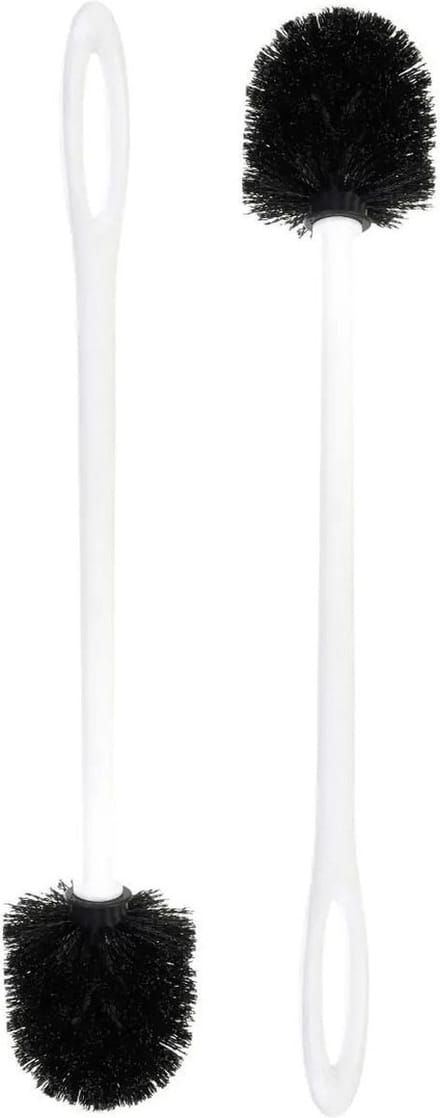 WC-/toiletborstel - 2x stuks - wit - kunststof - 46 cm