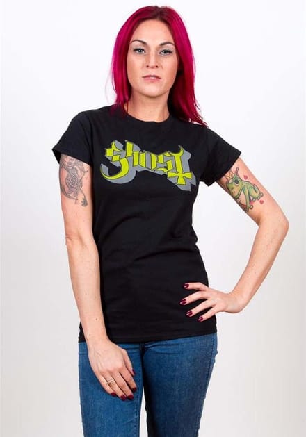 Ghost - Green/Grey Keyline Logo Dames Tshirt - M - Zwart