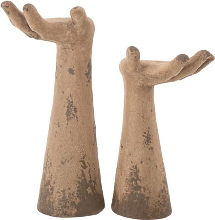 J-Line decoratie Handen Antiek - polyresin - beige - set van 2