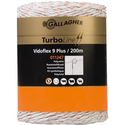 Gallagher Vidoflex 9 TurboLine Plus wit (200 meter) - Hoog geleidende draad voor afrasteringen