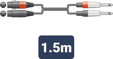 Citronic 26J-2XF150 stereo audiokabel 2 x XLR female naar 2 x 6,3 mm mono jack 1,5 m ongebalanceerd