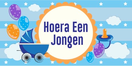 Hoera Een Jongen Blauwe Spandoek 50x100cm