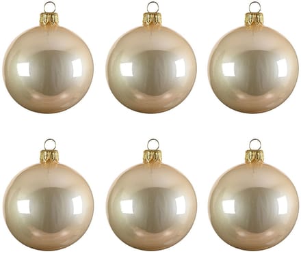 Decoris kerstballen - 6x st - licht parel/champagne - D8 cm - glas - kerstversiering