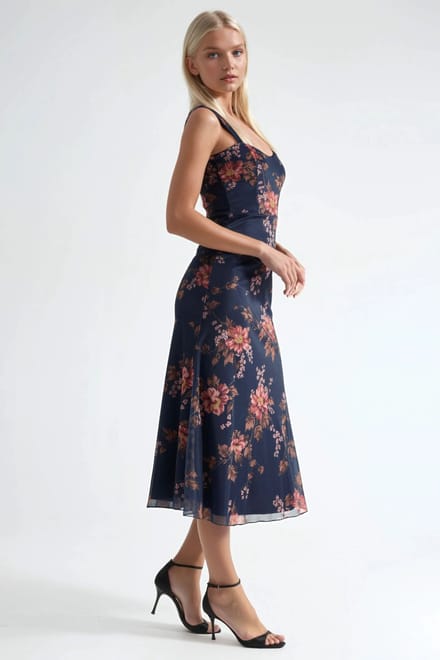 Bloemen Maxi Jurk met Hartkraag