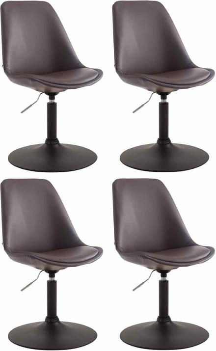 CLP Maverick Set van 4 Eetkamerstoelen - Kunstleer bruin zwart