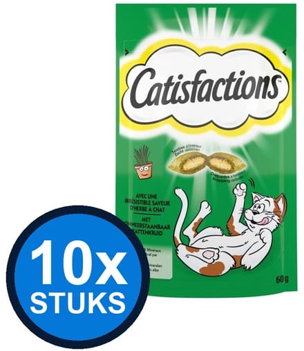 10x Catisfactions - Catnip - Kattenvoer Snacks - 60 g