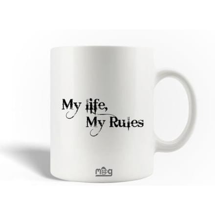 Mug en Céramique - MANIACASE - My life My rules - 30cl - Blanc - Compatible lave-vaisselle