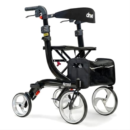 Rollator Nitro Medium - Zwart - 1.60m tot 1.80m - Lichtgewicht - Weggewerkte remkabels