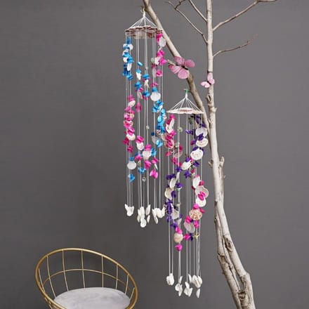 Coquillages colorés exquis style japonais double dragon couleur blanche carillon éolien mode bijouterie shell