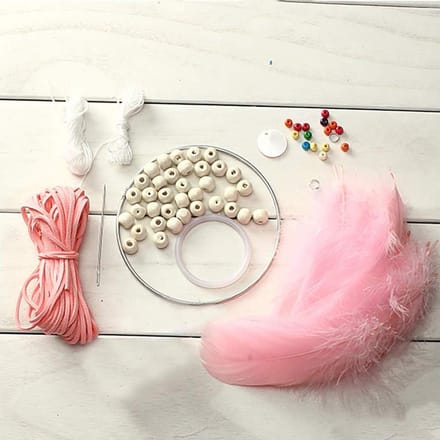 Dromenvanger Knutselset - Macrame Set - Creatief Knutselen - Inclusief Alle Benodigdheden - 11cm en 5cm Ring - Roze