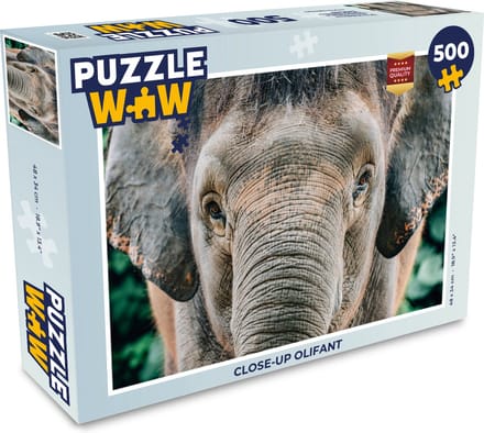 Puzzel Close-up olifant - Legpuzzel - Puzzel 500 stukjes