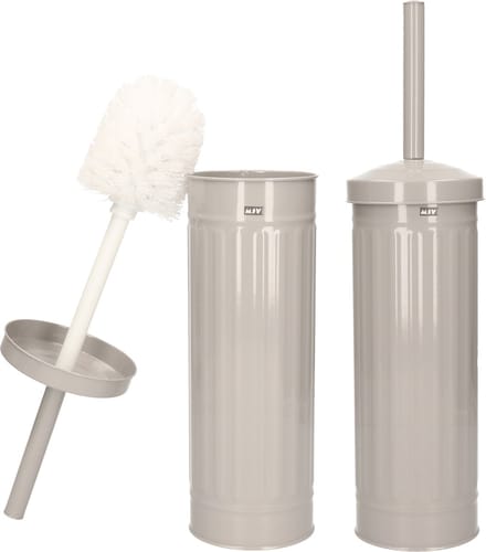 MSV Industrial Toilet/wc-borstel houder - 2x - metaal - licht grijs - 38 cm