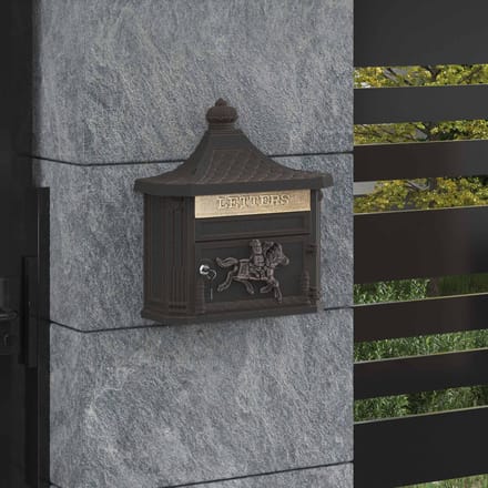 vidaXL - Wandgemonteerde - brievenbus - met - opslag - Brons - 40,5 - x - 16 - x - 45 - cm