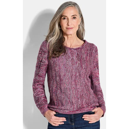 Tricot pullover met golfpatroon - roze / gedess. - Gr. 40 van Goldner Fashion