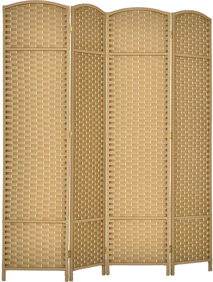 HOMCOM Kamerverdeler 4 panelen inklapbaar - Roomdivider - Scheidingswand - Naturel