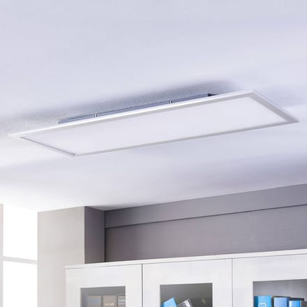 Lindby LED paneel Livel, 4000K, 120cm x 30cm, zilver, metaal