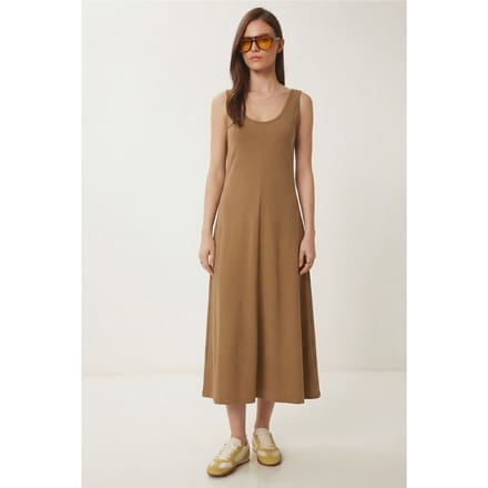 U-Kraag Midi Jurk