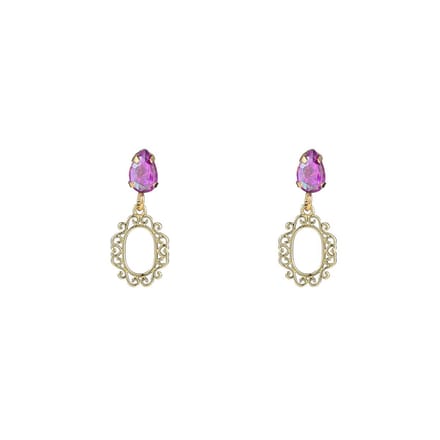 Go Dutch Label Oorknoppen small stone dangle Lila
