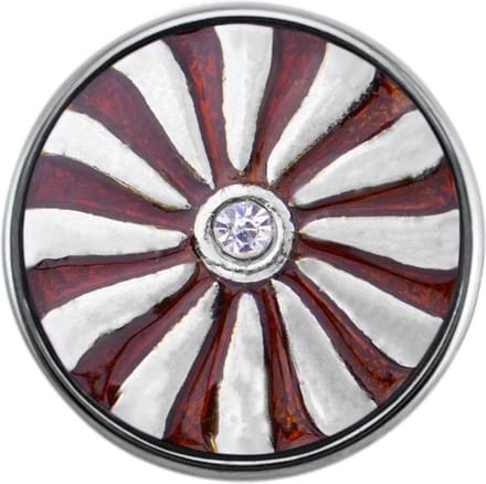 Quiges - Dames Click Button Drukknoop 18mm Bloem Bruin - EBCM287