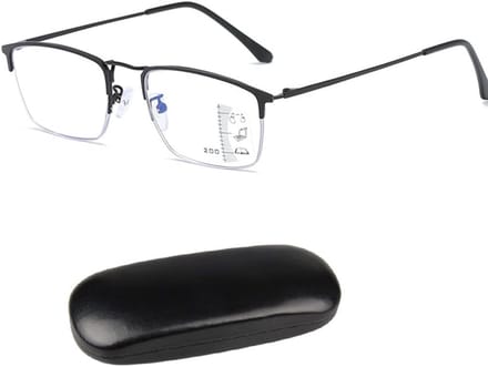 Leesbril - Computerbril Multifocaal - Blauw Licht Filteren - Progressieve Multifocale Lenses - 3.0 Dioptrie - Zwart